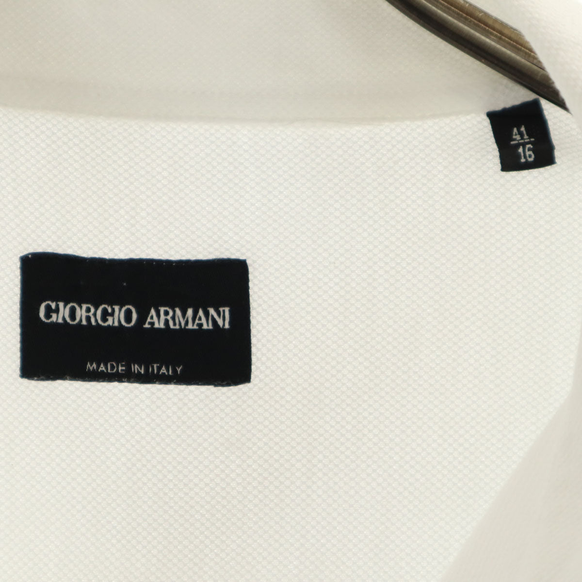 GIORGIO ARMANI ジョルジオアルマーニ イタリア製 長袖 シャツ 41/16 白 鹿の子地 メンズ