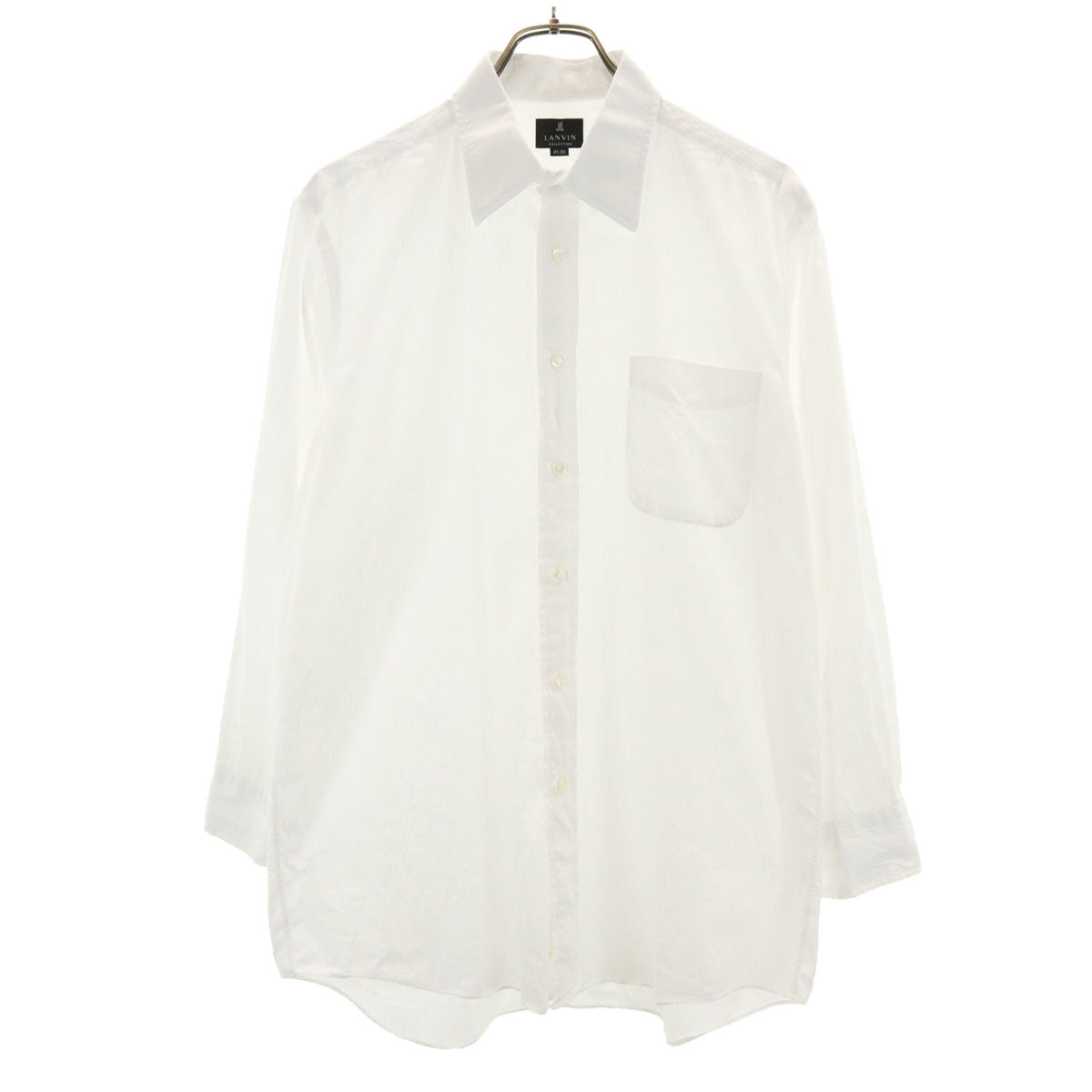 LANVIN ランバン 日本製 ストライプ柄 長袖 シャツ 41-80 白 メンズ