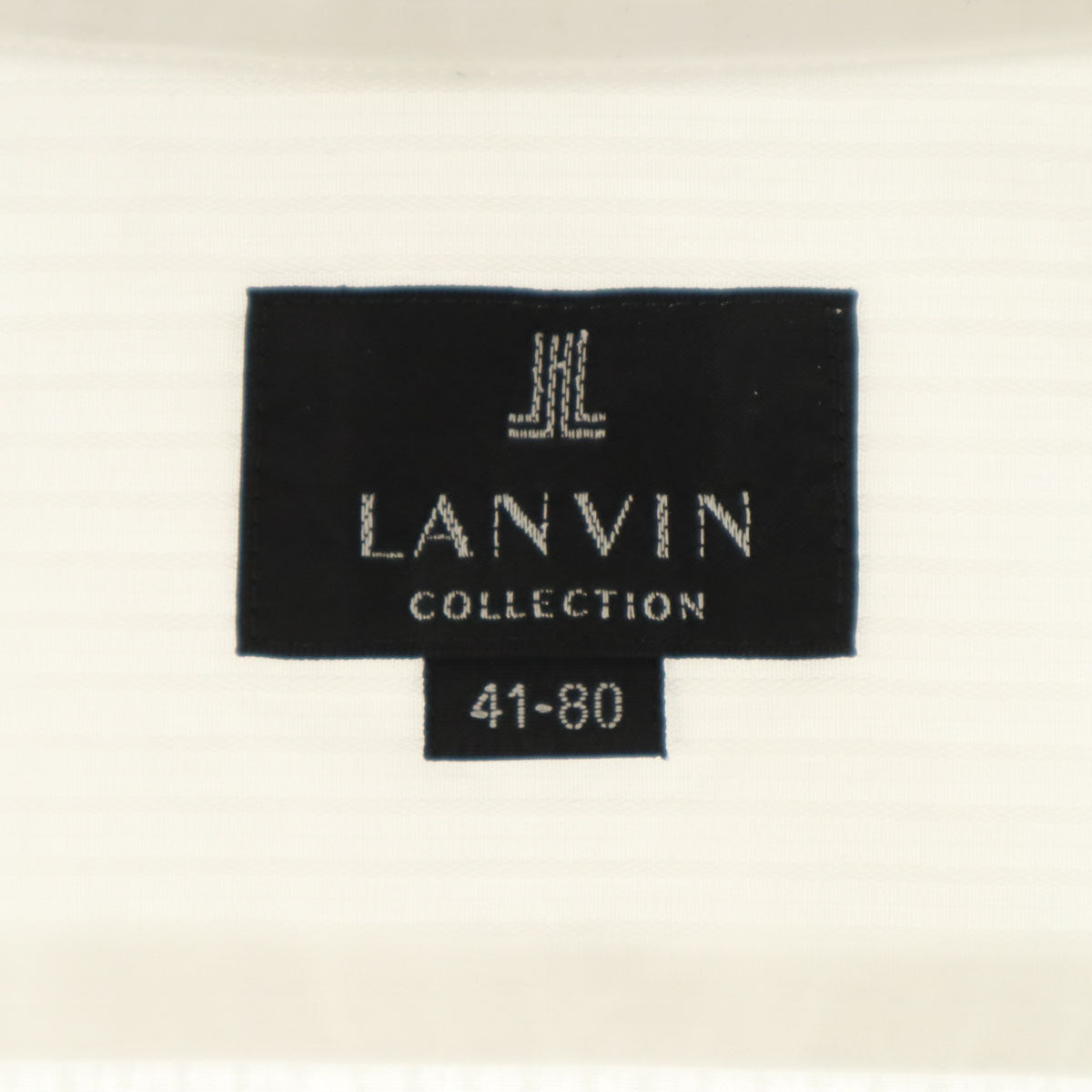 LANVIN ランバン 日本製 ストライプ柄 長袖 シャツ 41-80 白 メンズ