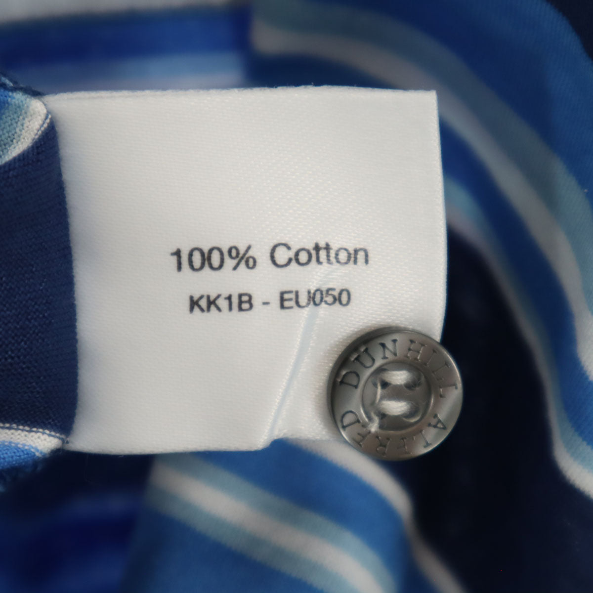 Dunhill ダンヒル イタリア製 ストライプ柄 長袖 ポロシャツ L ネイビー系 メンズ