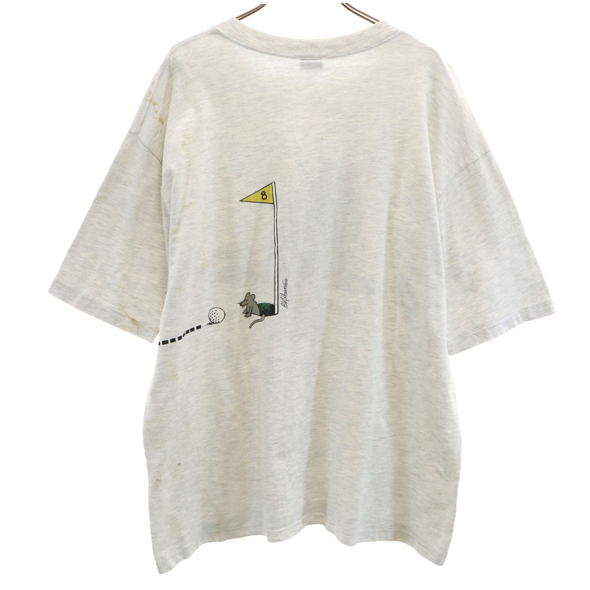 Crazy Shirt クレイジーシャツ 90s USA製 オールド ネコ プリント 半袖 Tシャツ L ライトグレー メンズ