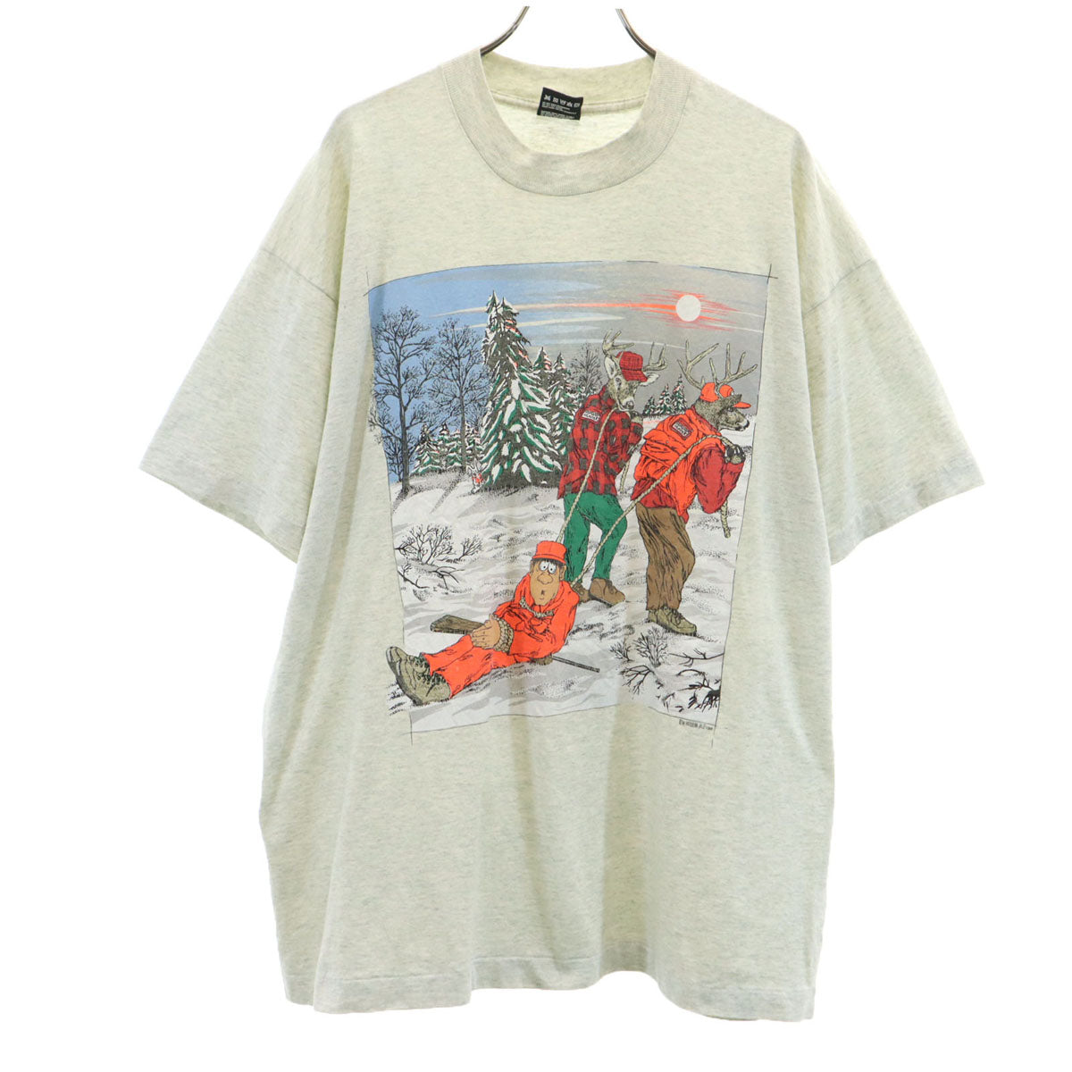 FRUIT OF THE LOOM BEST フルーツオブザルーム ベスト 90s USA製 オールド トナカイ 半袖 Tシャツ XL グレー シングルステッチ アニマル メンズ