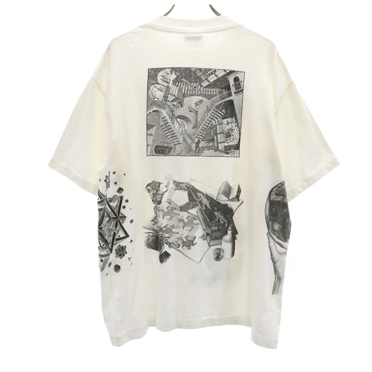 SOF Tee 90s USA製 オールド MC エッシャー アート 半袖 Tシャツ L ホワイト シングルステッチ マルチ メンズ