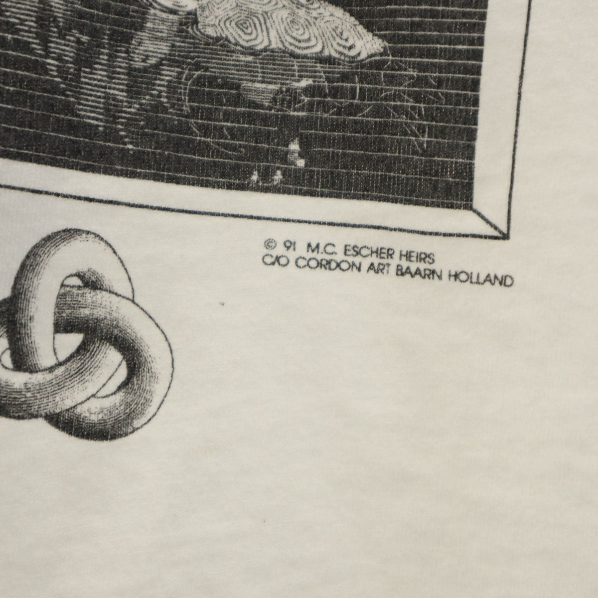 ANDAZIA アンドジア 90s USA製 オールド マルチ M.C.エッシャー だまし絵 半袖 Tシャツ XL ホワイト シングルステッチ メンズ