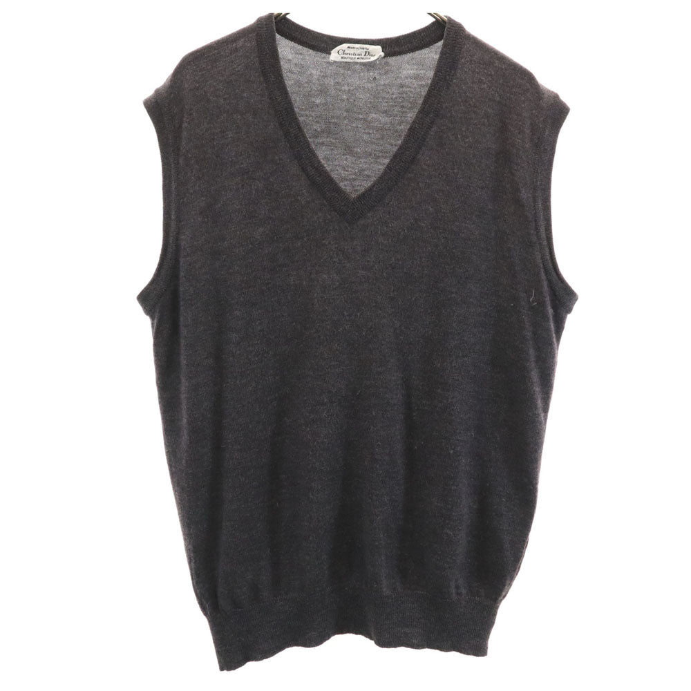 Christian Dior クリスチャンディオール 90s オールド イタリア製 長袖 ニットベスト 52 グレー メンズ