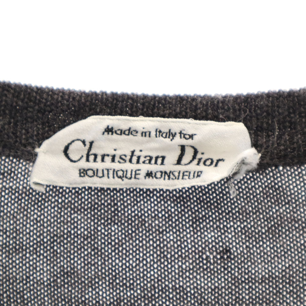 Christian Dior クリスチャンディオール 90s オールド イタリア製 長袖 ニットベスト 52 グレー メンズ