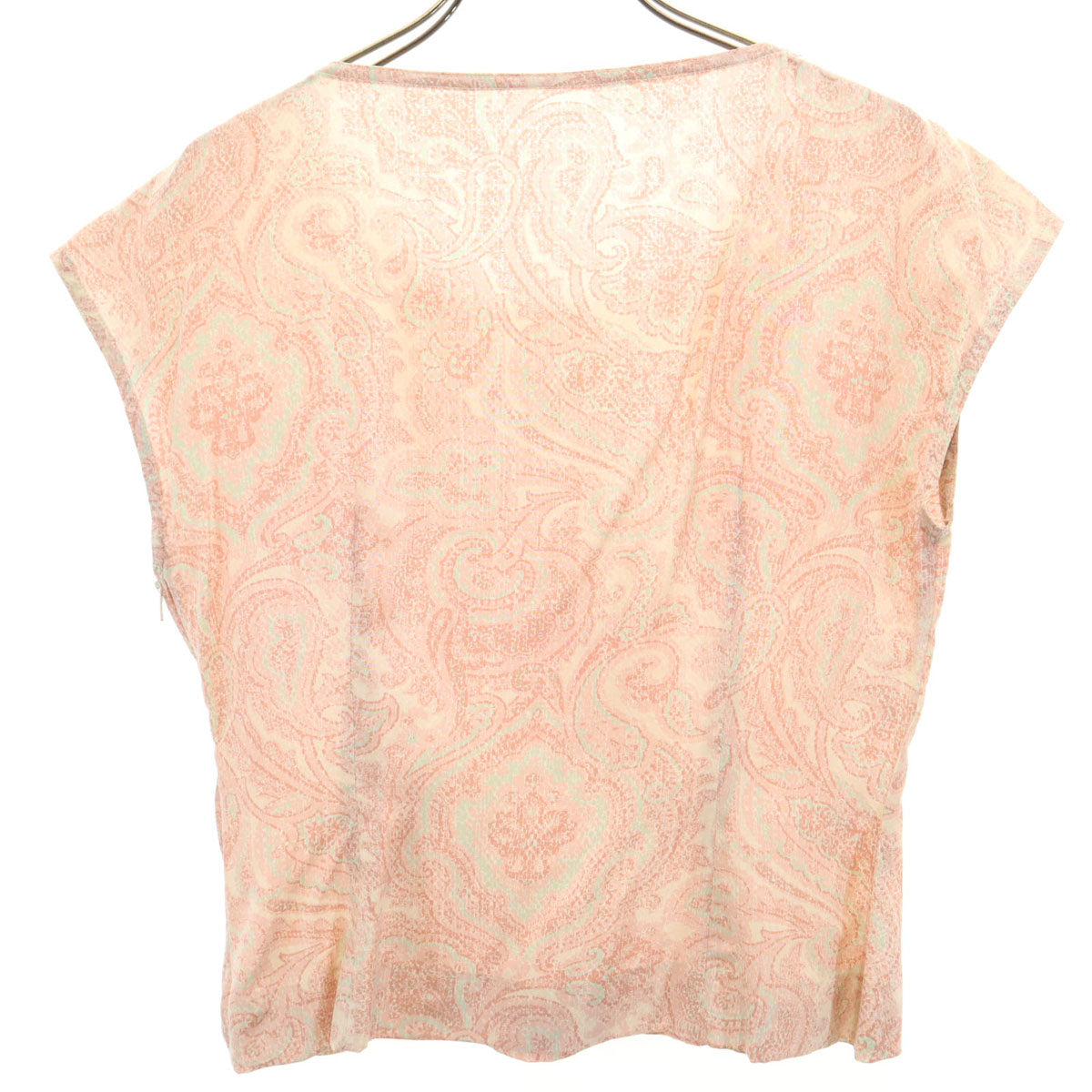 Christian Dior クリスチャンディオール 90s シルク オールド 総柄 フレンチスリーブ シャツ 9 ピンク系 サイドフェスナー レディース