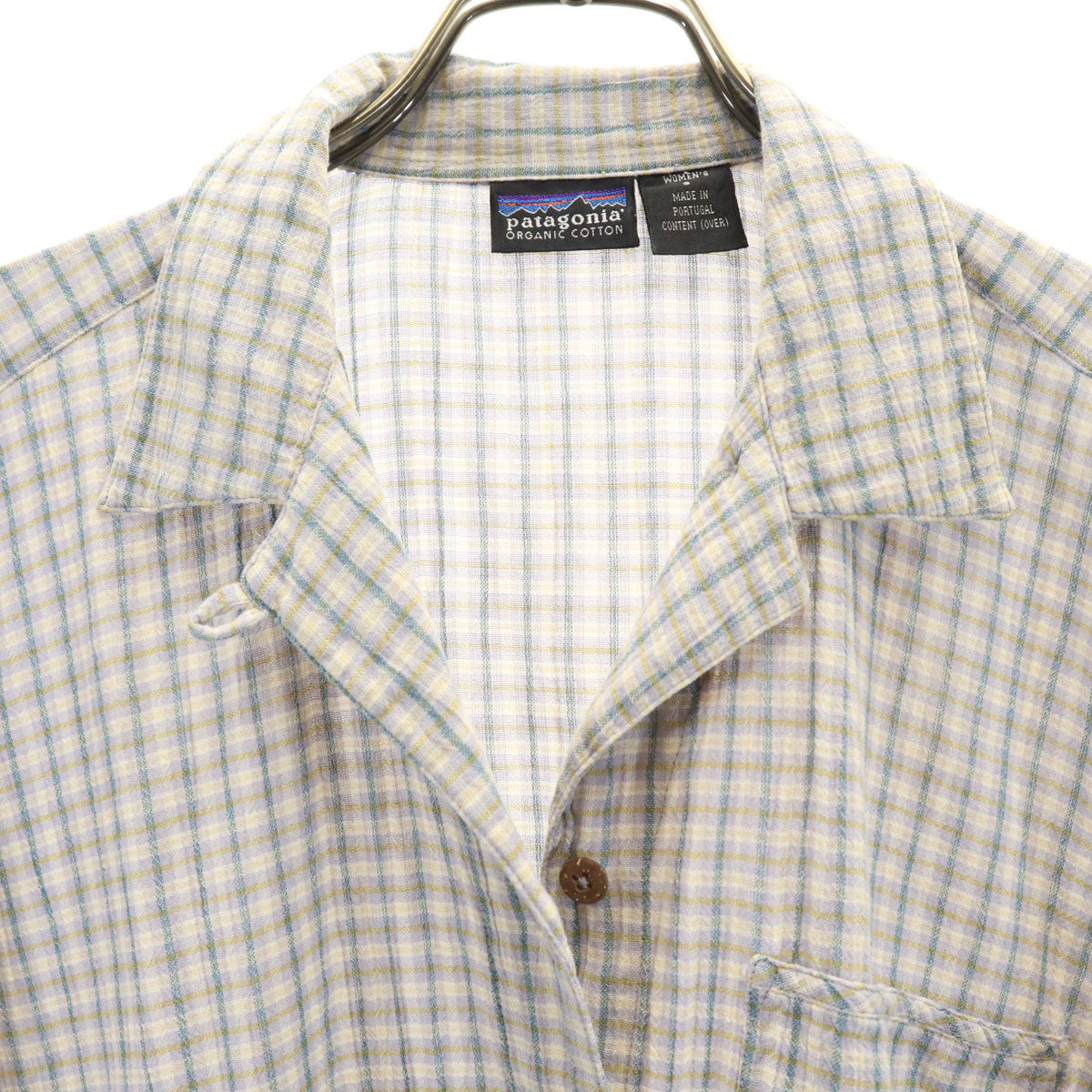 patagonia パタゴニア チェック 半袖 オープンカラー シャツ S ブルー系 RN51884 アウトドア レディース