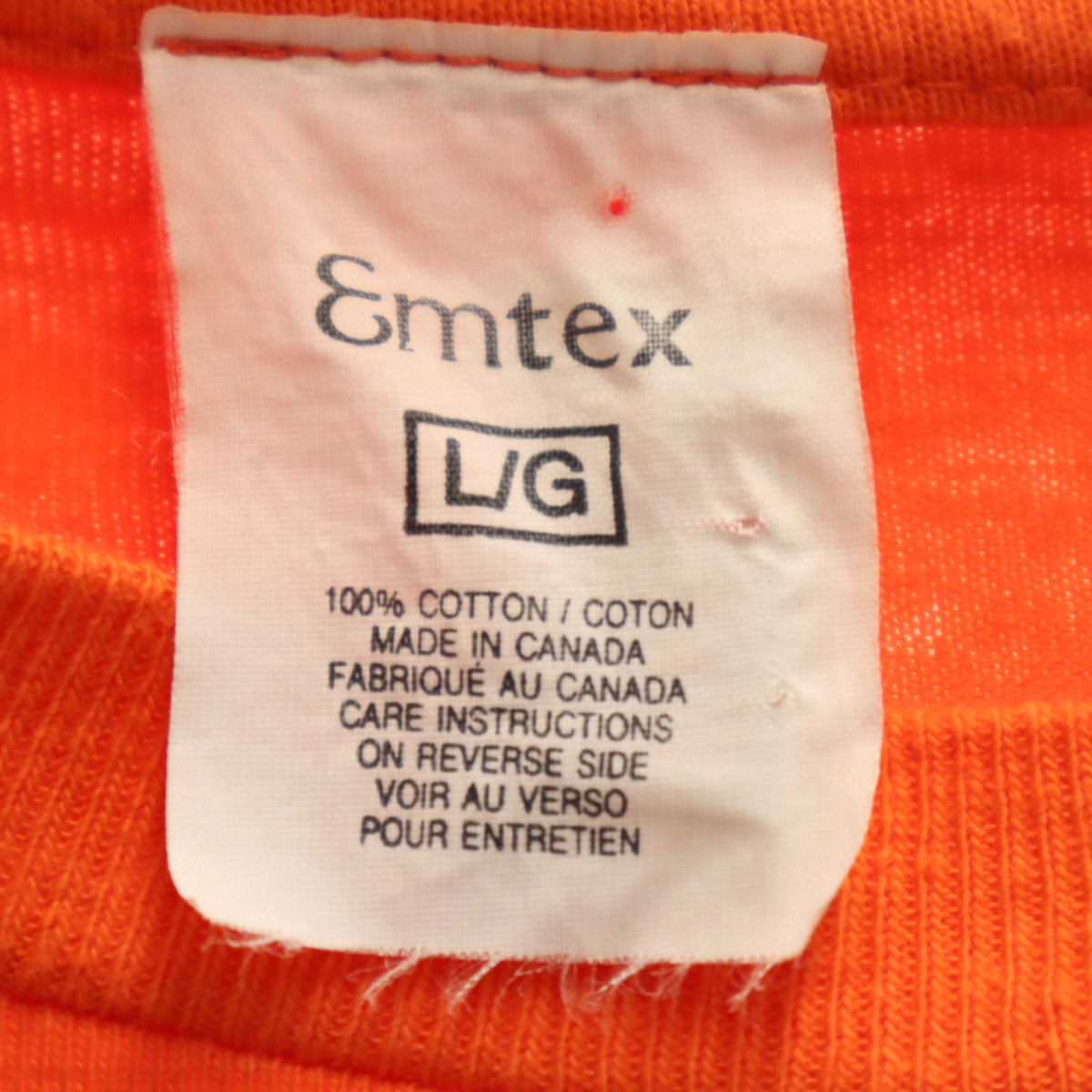 90s カナダ製 オールド 半袖 Tシャツ L オレンジ系 シングルステッチ メンズ