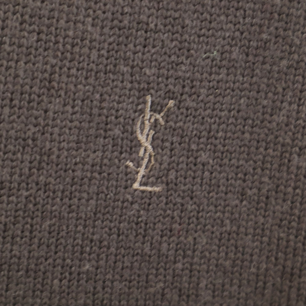 YVES SAINT LAURENT イヴサンローラン 90s ウールブレンド オールド 長袖 ニットベスト L グレー メンズ