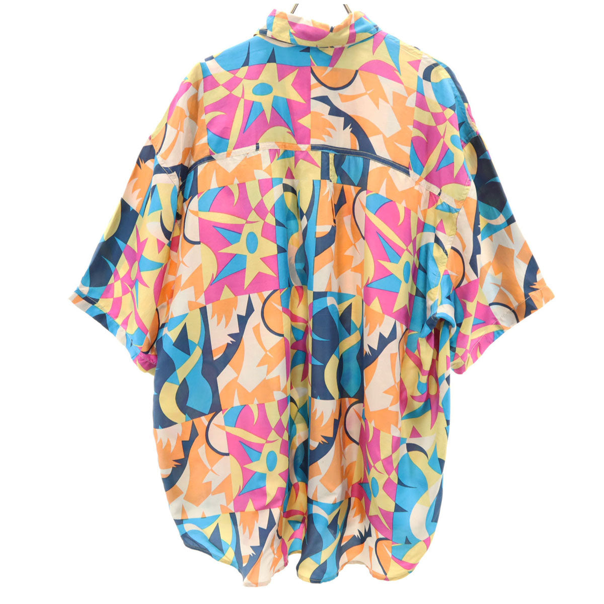 DON'T STOP 90s シルク オールド 総柄 半袖 シャツ L マルチ メンズ