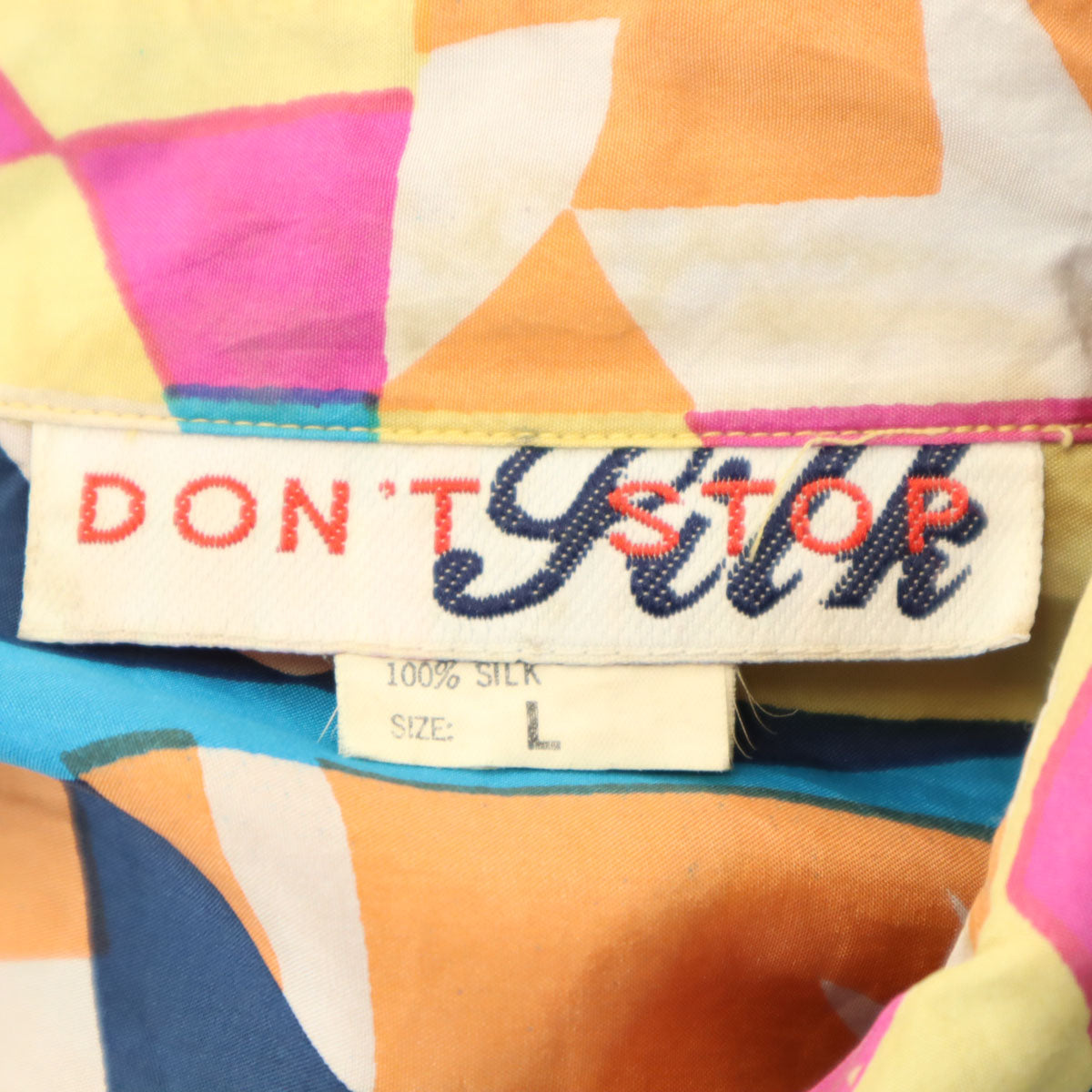 DON'T STOP 90s シルク オールド 総柄 半袖 シャツ L マルチ メンズ