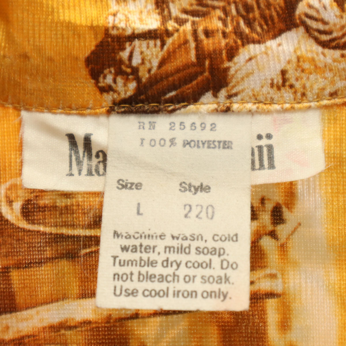 80s 90s ハワイ製 オールド 風景 総柄 半袖 アロハシャツ L オレンジ 開襟 メンズ