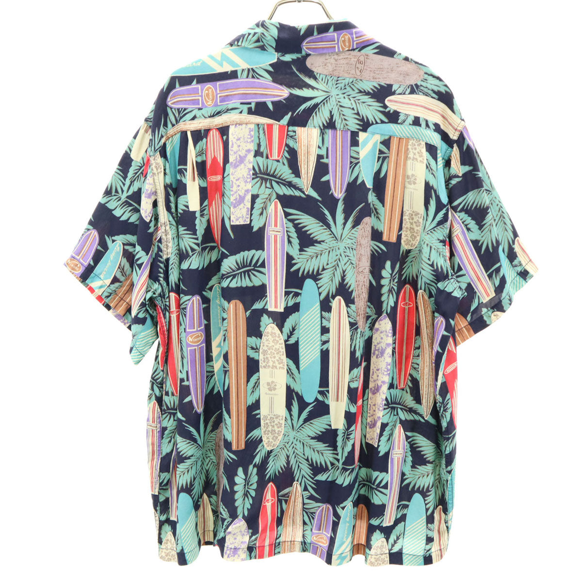 EDWIN エドウィン サーフボード柄 半袖 アロハシャツ XL ネイビー 開襟 メンズ