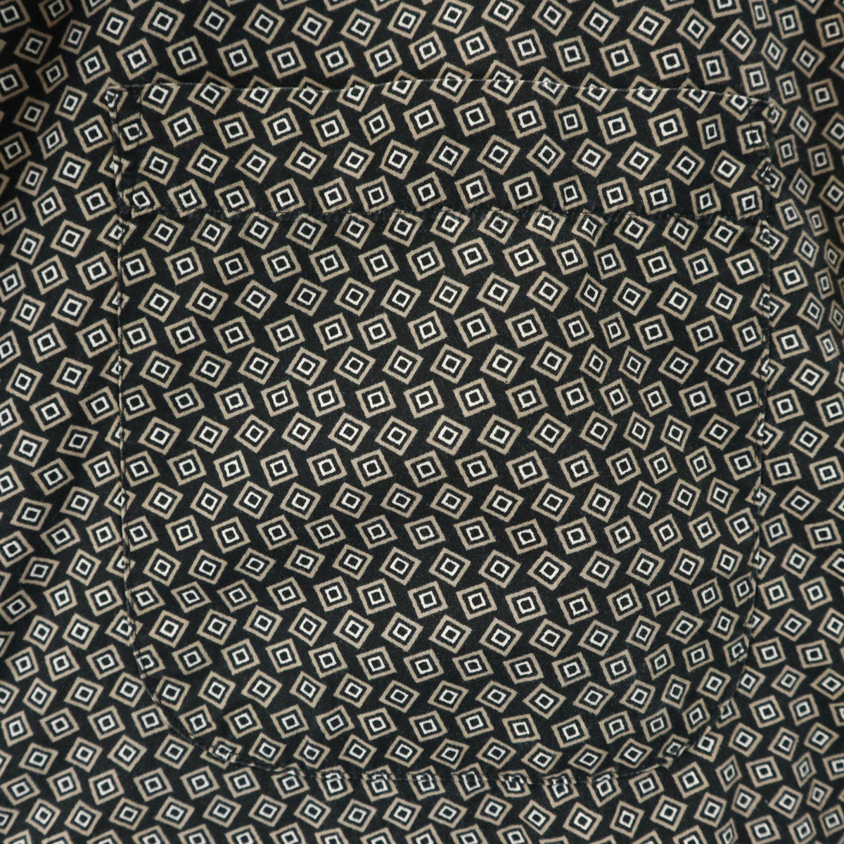 PERRY ELLIS ペリーエリス 総柄 半袖 コットンシャツ XL ブラック メンズ