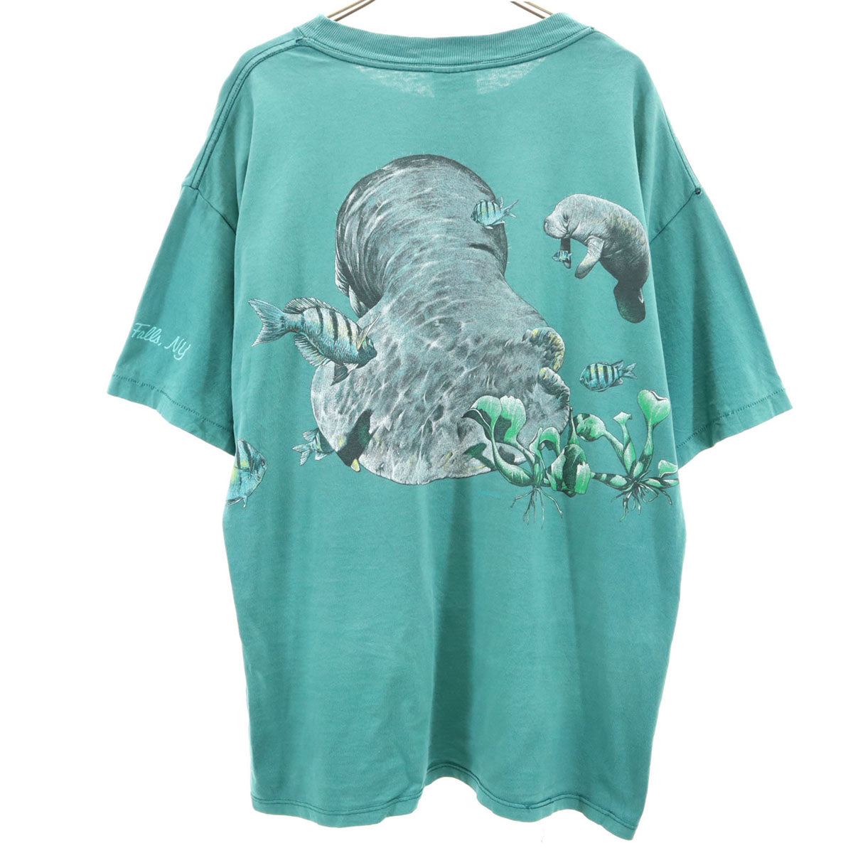 HABITAT ハビタット 90s USA製 オールド マナティ 半袖 Tシャツ L グリーン系 メンズ