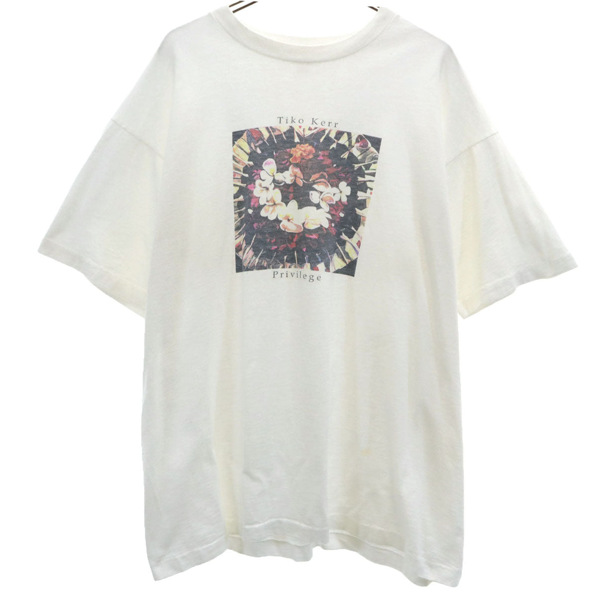 FRUIT OF THE LOOM フルーツオブザルーム 90s カナダ製 オールド 花プリント 半袖 Tシャツ XL ホワイト シングルステッチ メンズ