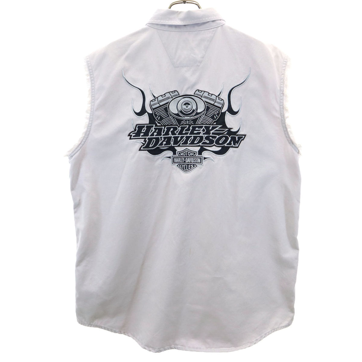 HARLEY DAVIDSON ハーレーダビッドソン バックロゴ刺繍 ベスト L グレー 隠しボタンダウン メンズ