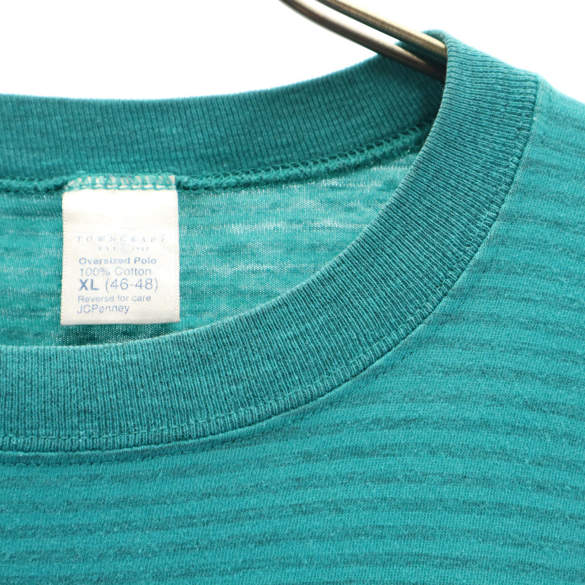 TOWNCRAFT タウンクラフト 90s USA製 オールド ボーダー柄 半袖 Tシャツ XL ターコイズ ポケT シングルステッチ JCpenny メンズ