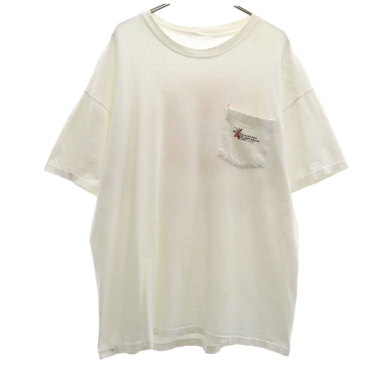 90s オールド バック ダックプリント 半袖 Tシャツ オフホワイト ポケT シングルステッチ メンズ