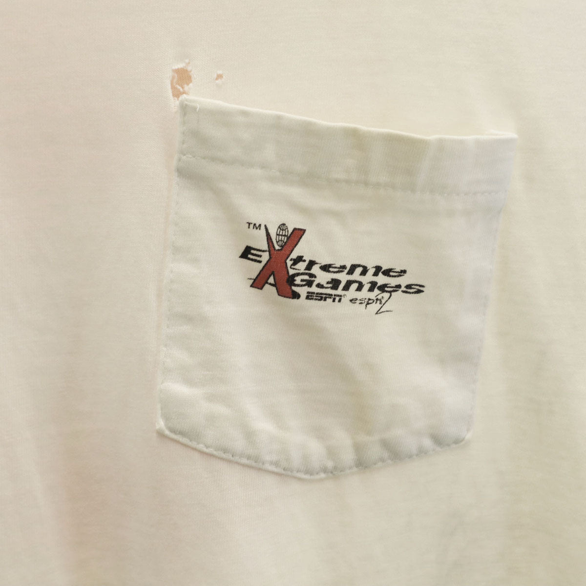 90s オールド バック ダックプリント 半袖 Tシャツ オフホワイト ポケT シングルステッチ メンズ