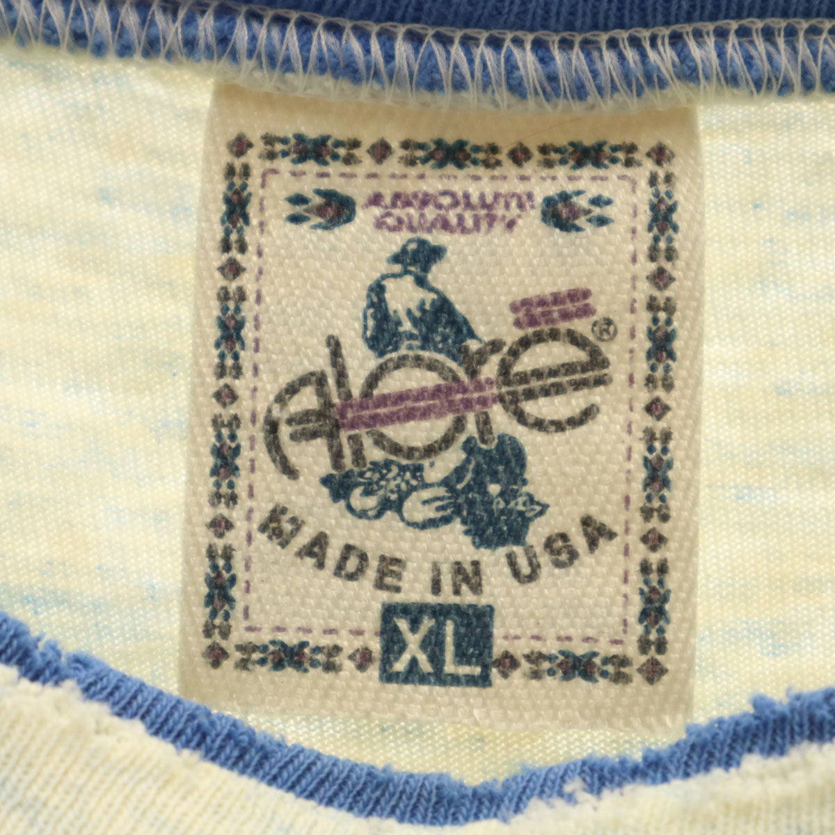 ALORE アローレ 90s USA製 オールド 5分袖 Tシャツ XL アイボリー メンズ