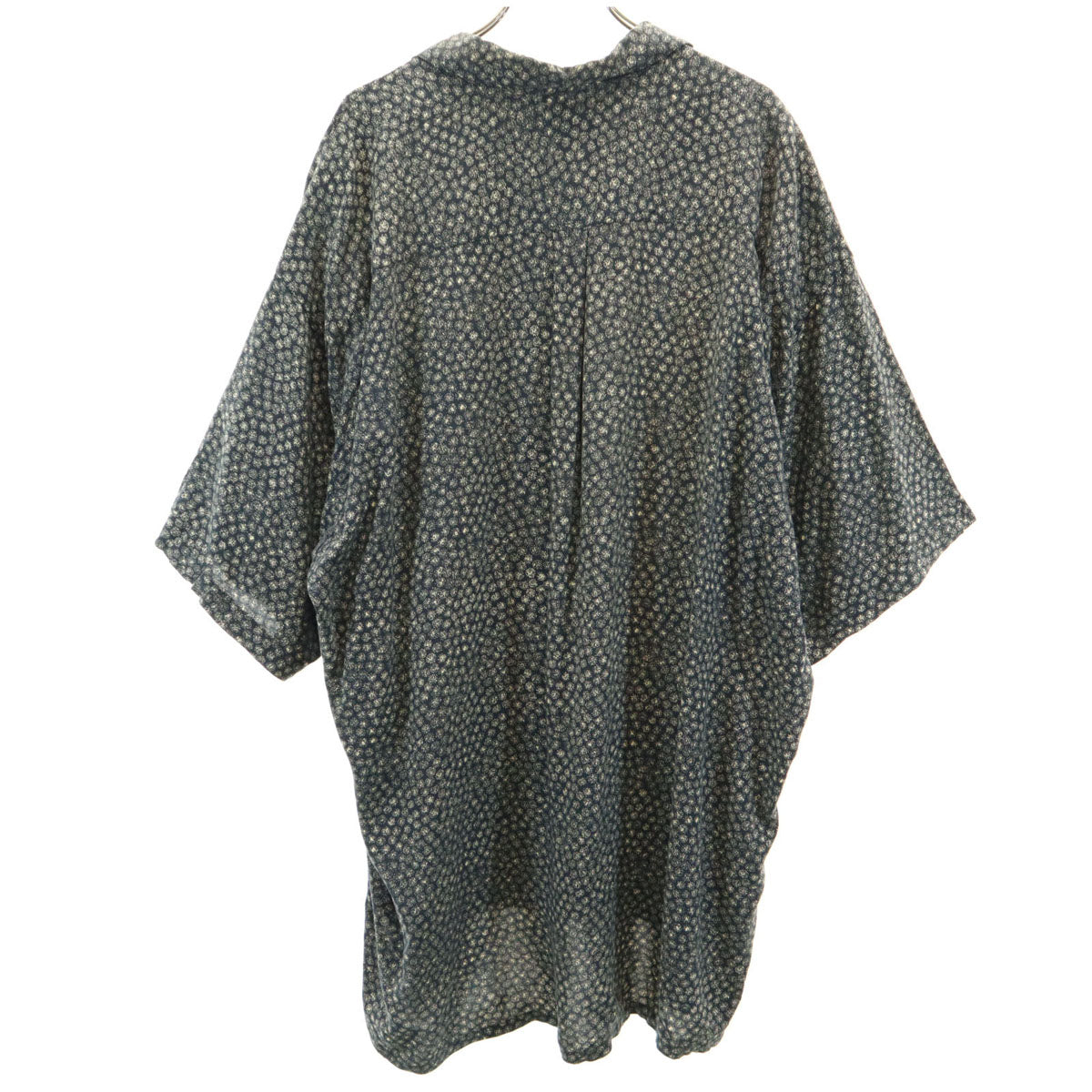 PERRY ELLIS ペリーエリス 総柄 半袖 オープンカラーシャツ XL 濃紺系 メンズ