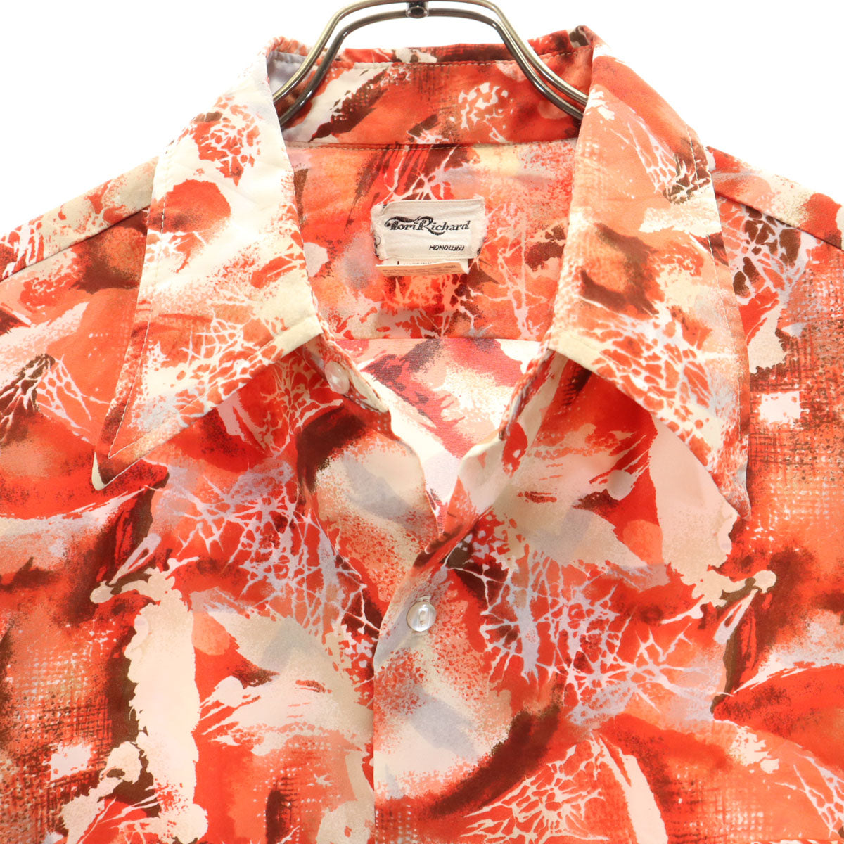 Tori Richard トリリチャード 80s USA製 ヴィンテージ 総柄 半袖 シャツ XL レッド メンズ