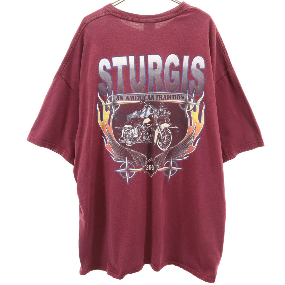 GILDAN ギルダン バックプリント STURGIS 半袖 Tシャツ 2XL ボルドー バイク ビッグサイズ メンズ
