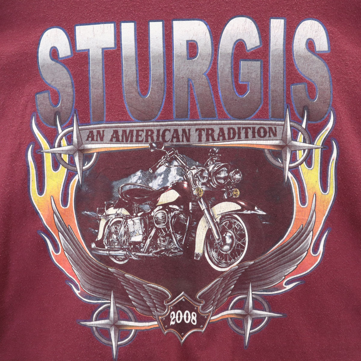 GILDAN ギルダン バックプリント STURGIS 半袖 Tシャツ 2XL ボルドー バイク ビッグサイズ メンズ