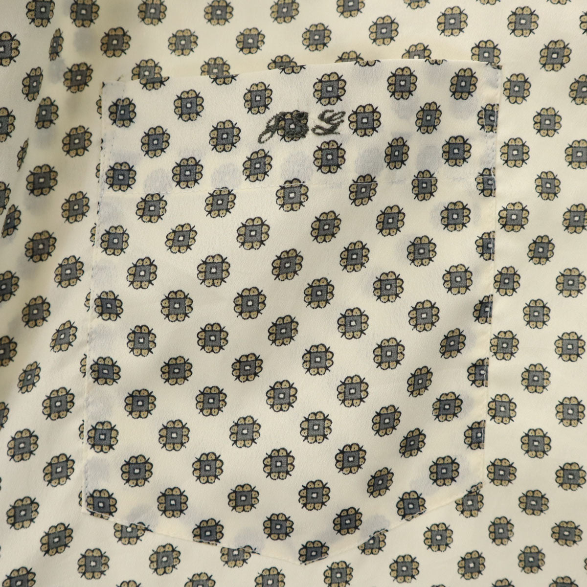 RANEE'S 50s 60s ヴィンテージ 総柄 半袖 オープンカラーシャツ アイボリー メンズ