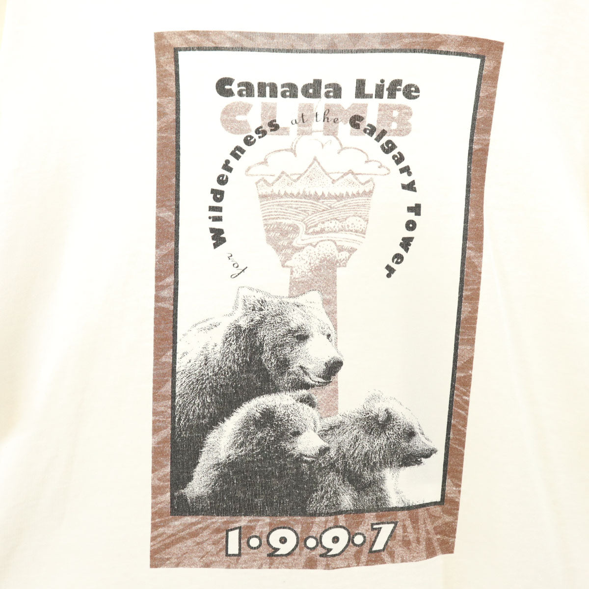 BOW VALLEY 90s カナダ製 オールド CANADA LIFE ベア 半袖 Tシャツ L ホワイト シングルステッチ アニマル くま メンズ