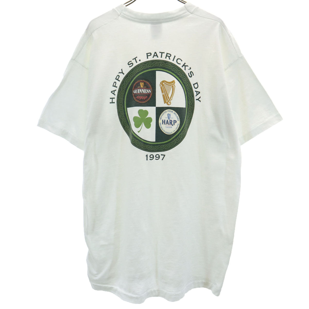 FRUIT OF THE LOOM フルーツオブザルーム 90s USA製 オールド バックプリント HAPPY ST. PATRICK'S DAY 半袖 Tシャツ XL ホワイト シングルステッチ メンズ