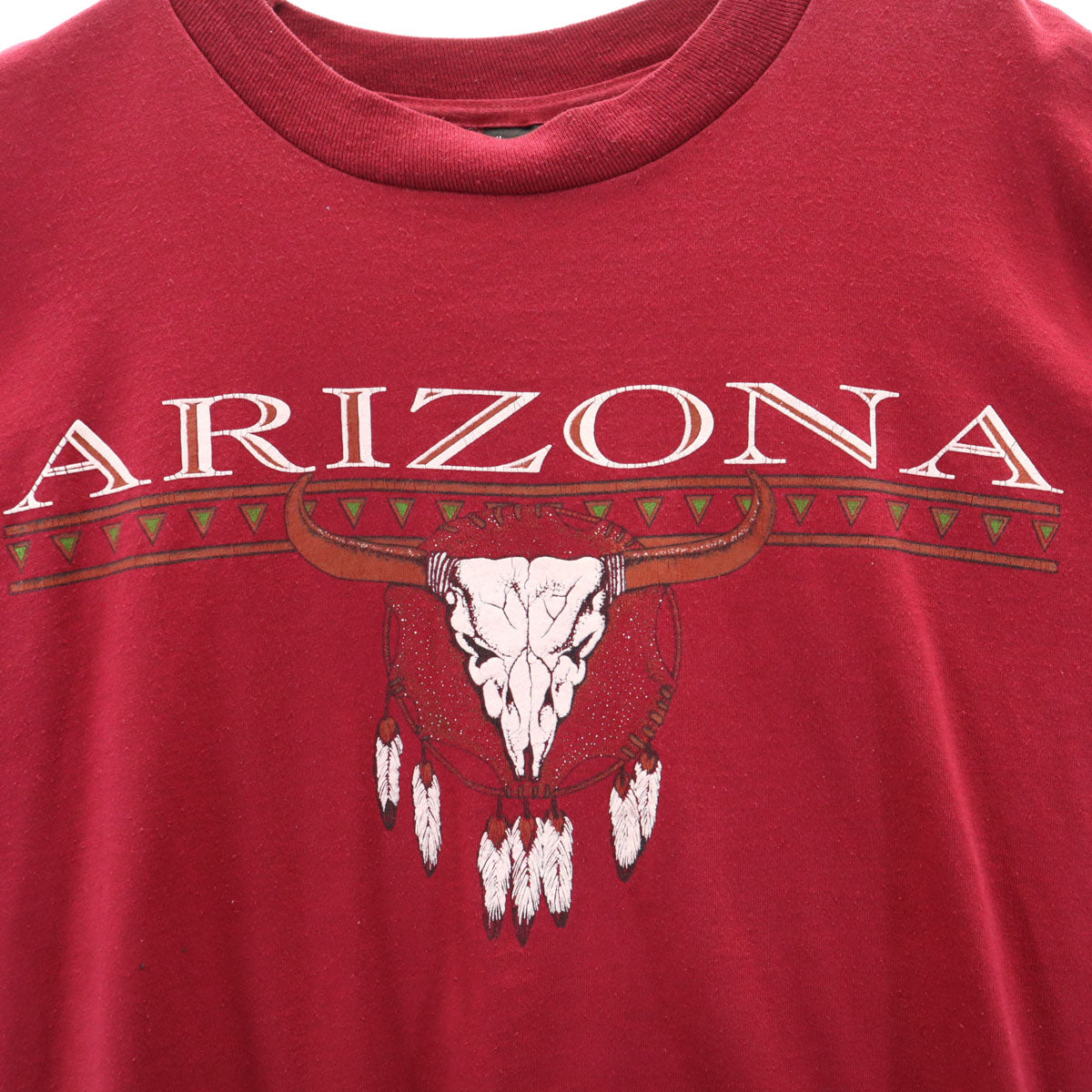 90s USA製 オールド ARIZONA ネイティブアメリカン バッファロースカル 半袖 Tシャツ XL ワインレッド シングルステッチ メンズ