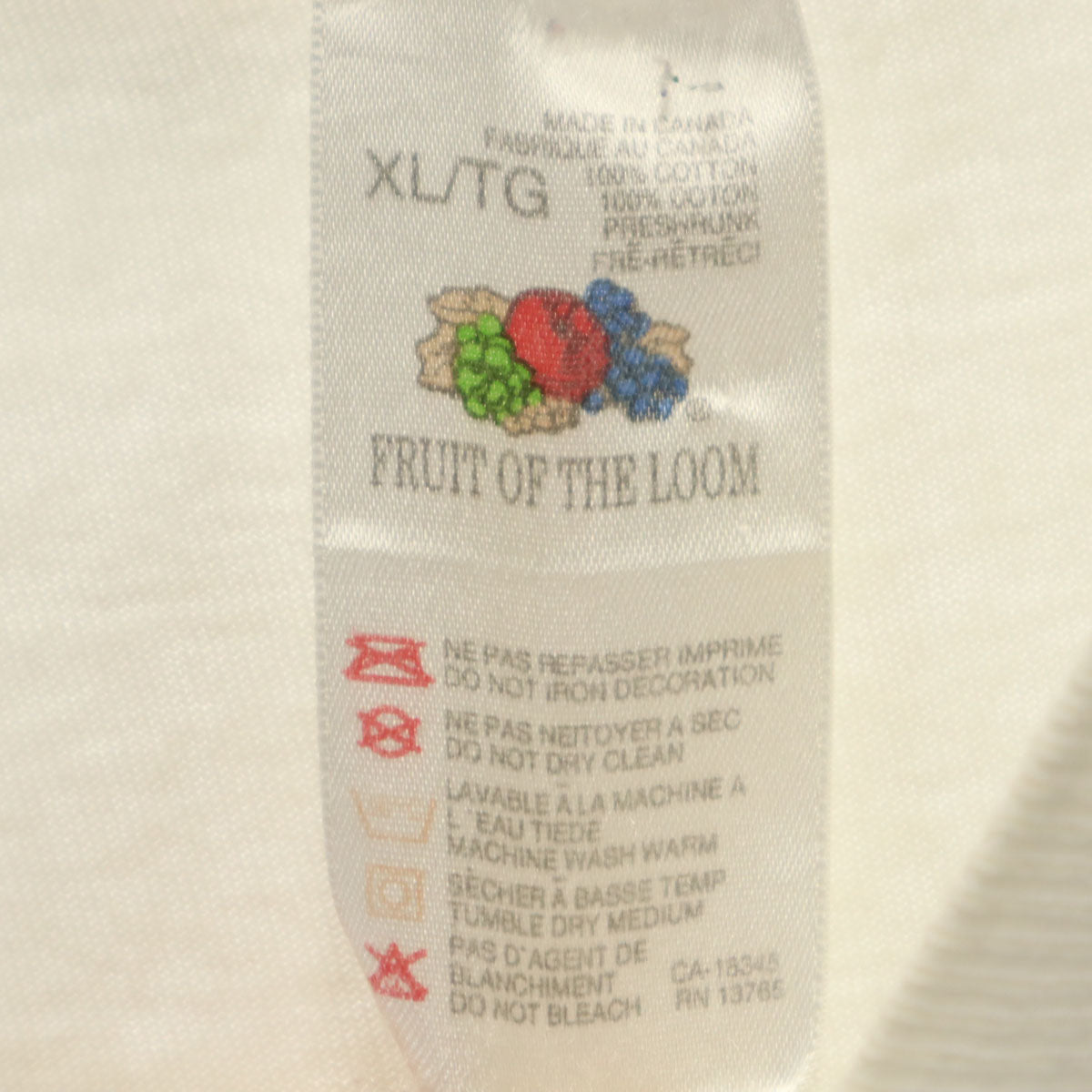 FRUIT OF THE LOOM フルーツオブザルーム 90s カナダ製 オールド MICHAEL MCLEAN'S 半袖 Tシャツ XL ホワイト シングルステッチ メンズ