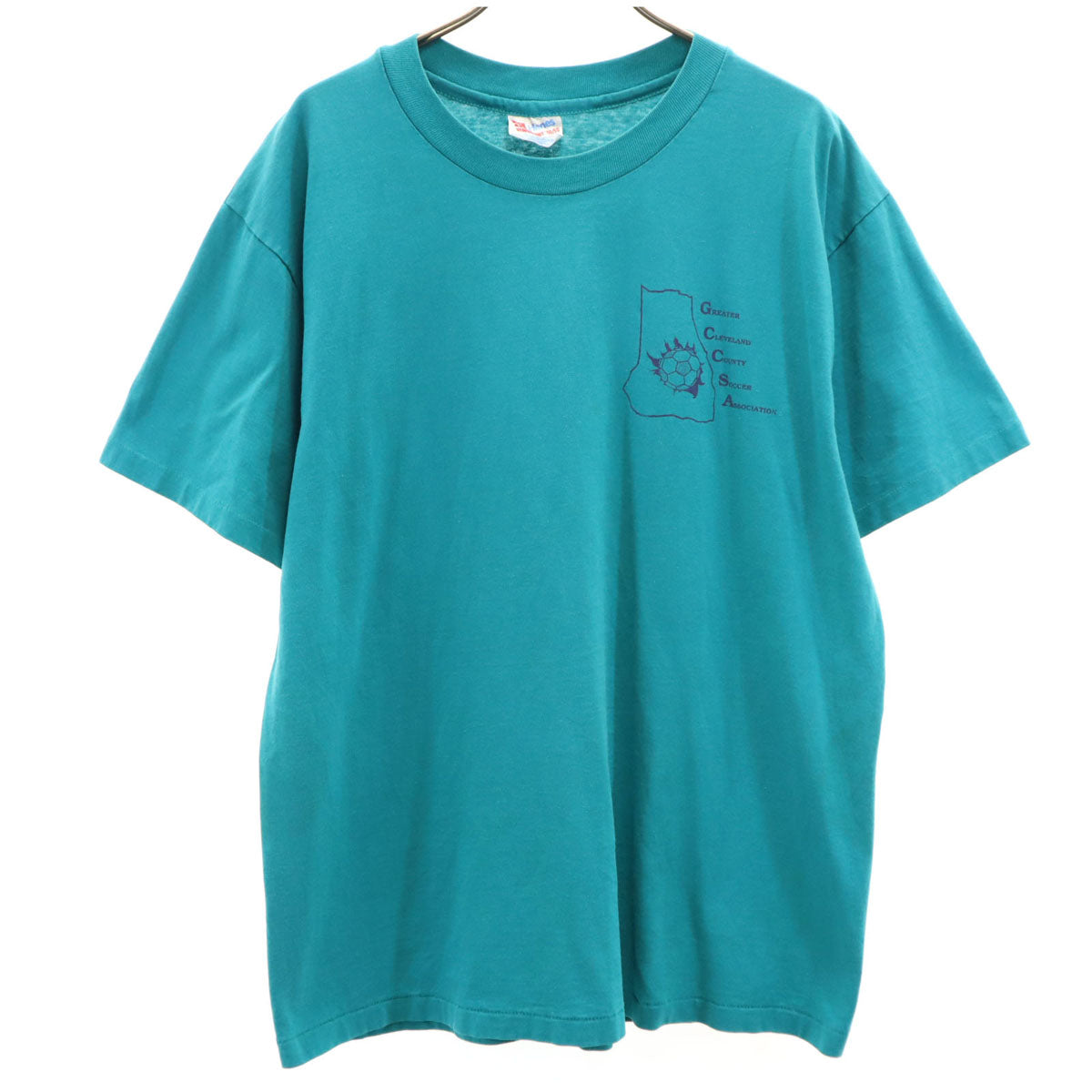 Hanes ヘインズ 90s USA製 オールド 半袖 Tシャツ L ブルー系 ヘビーウェイト シングルステッチ メンズ
