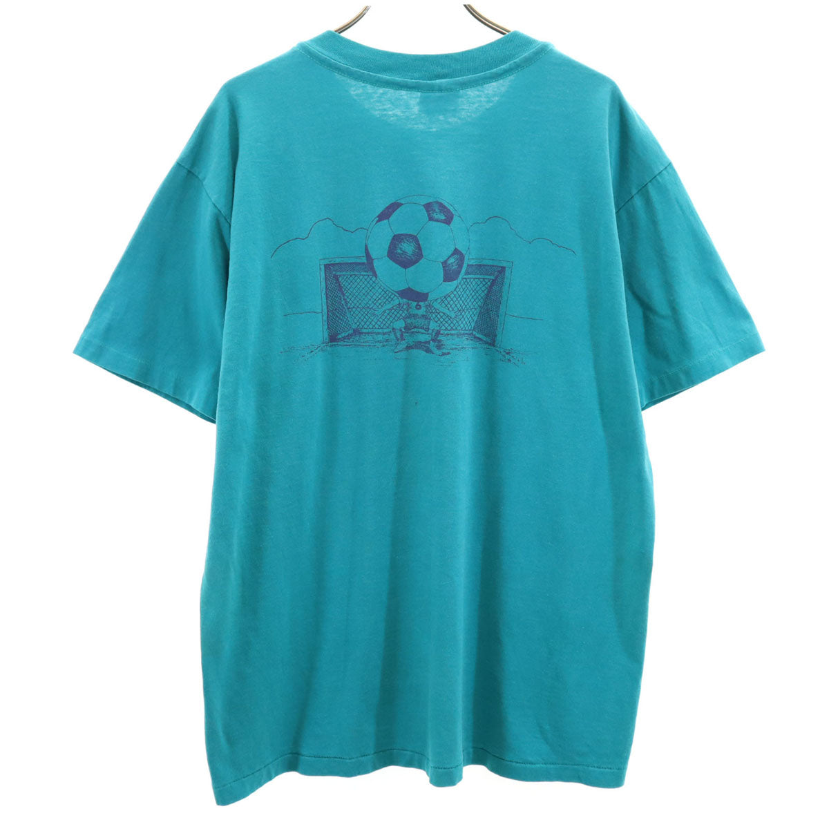 Hanes ヘインズ 90s USA製 オールド 半袖 Tシャツ L ブルー系 ヘビーウェイト シングルステッチ メンズ