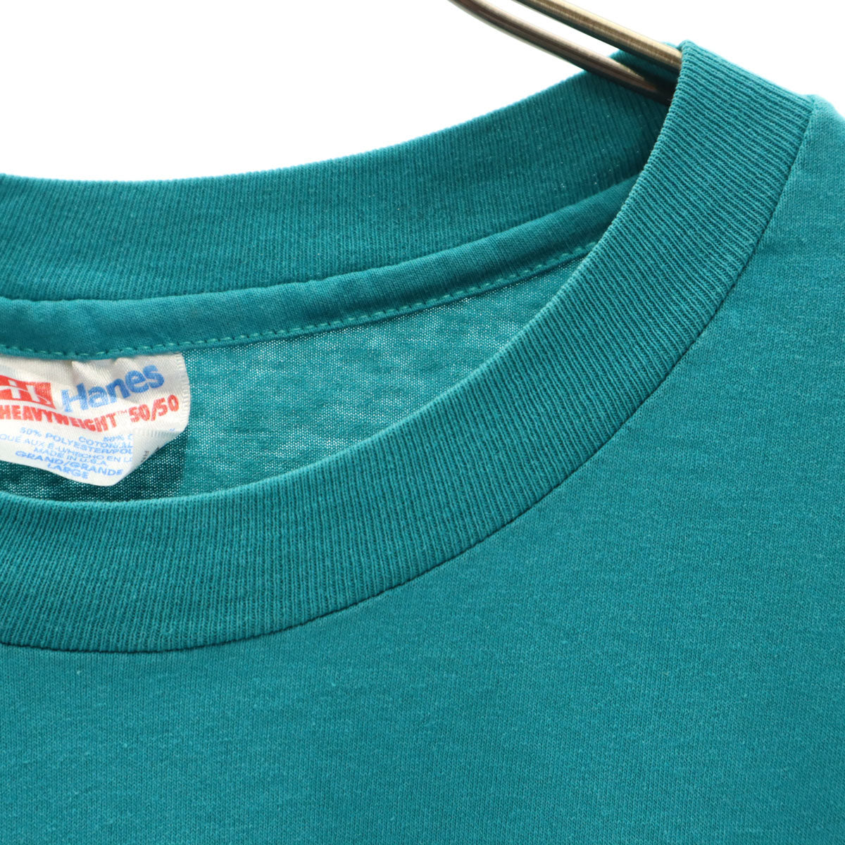 Hanes ヘインズ 90s USA製 オールド 半袖 Tシャツ L ブルー系 ヘビーウェイト シングルステッチ メンズ