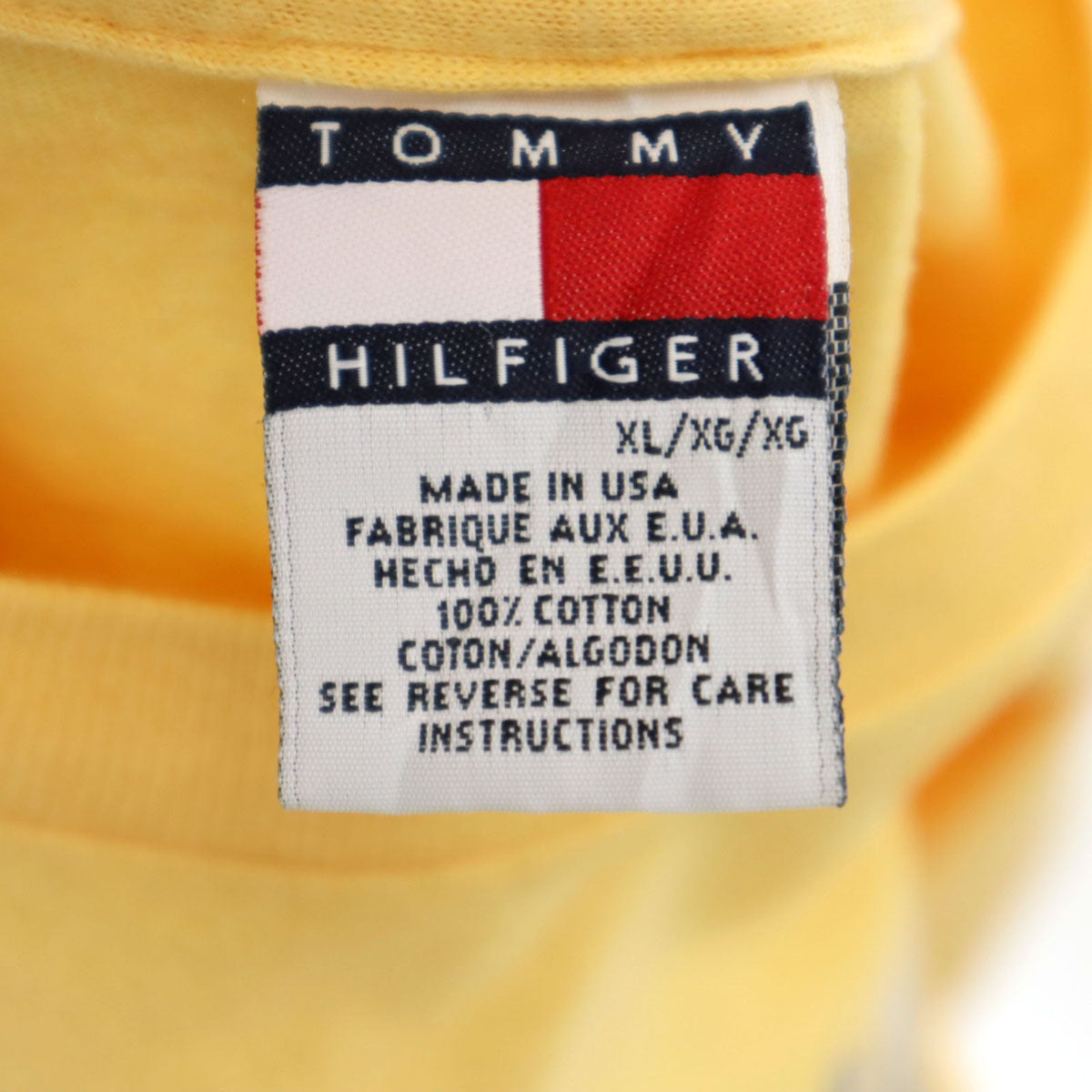 TOMMY HILFIGER トミーヒルフィガー USA製 オールド 半袖 Tシャツ XL イエロー メンズ