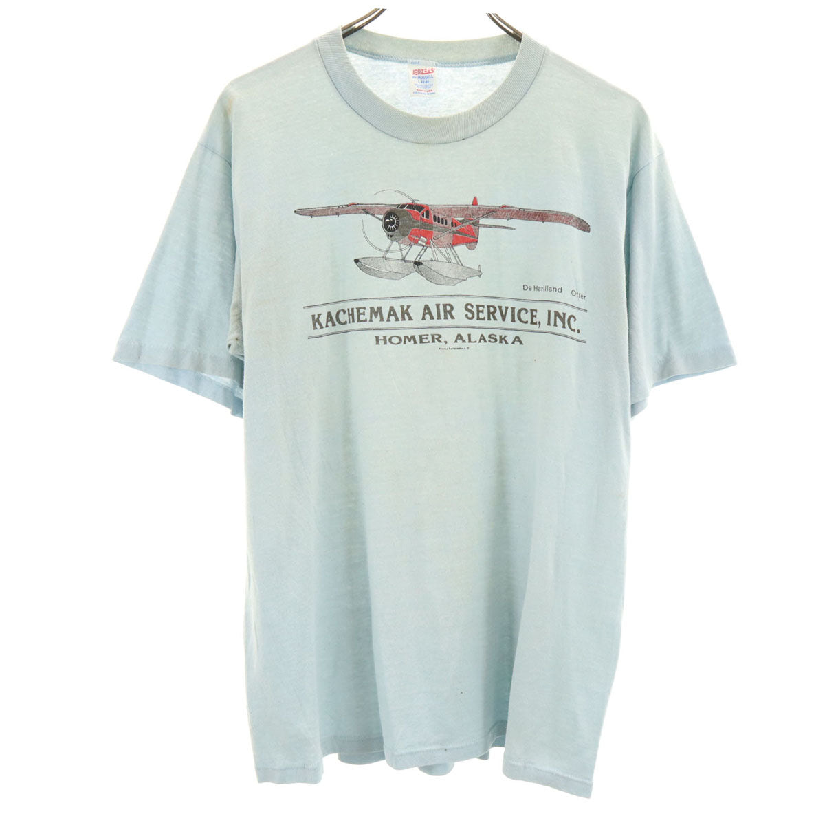 JERZEES ジャージーズ 80s ラッセル USA製 ヴィンテージ 半袖 Tシャツ L ブルー系 RUSSELL メンズ