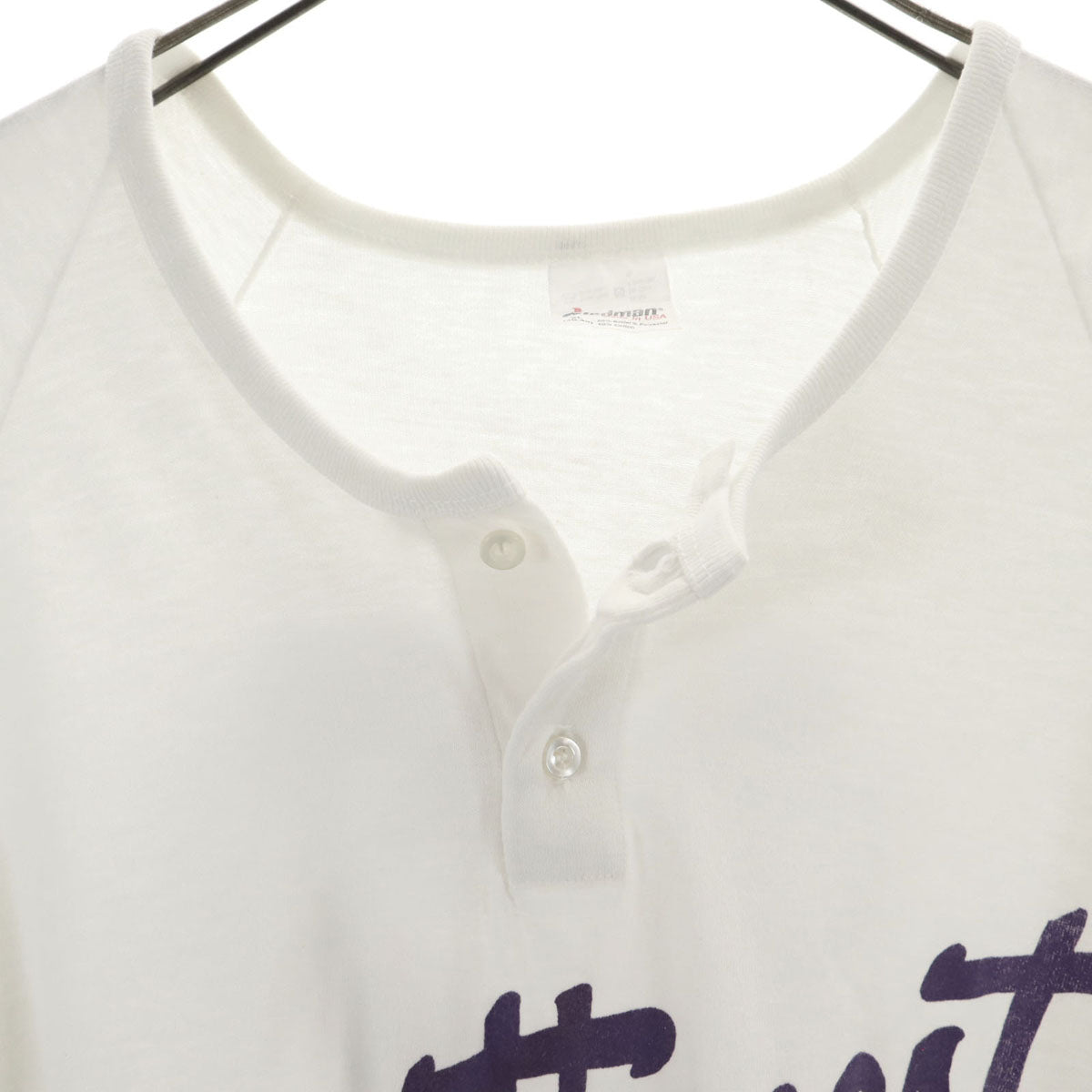 STEDMAN ステッドマン 90s USA製 オールド 半袖 ヘンリーネック カットソー XL ホワイト シングルステッチ メンズ