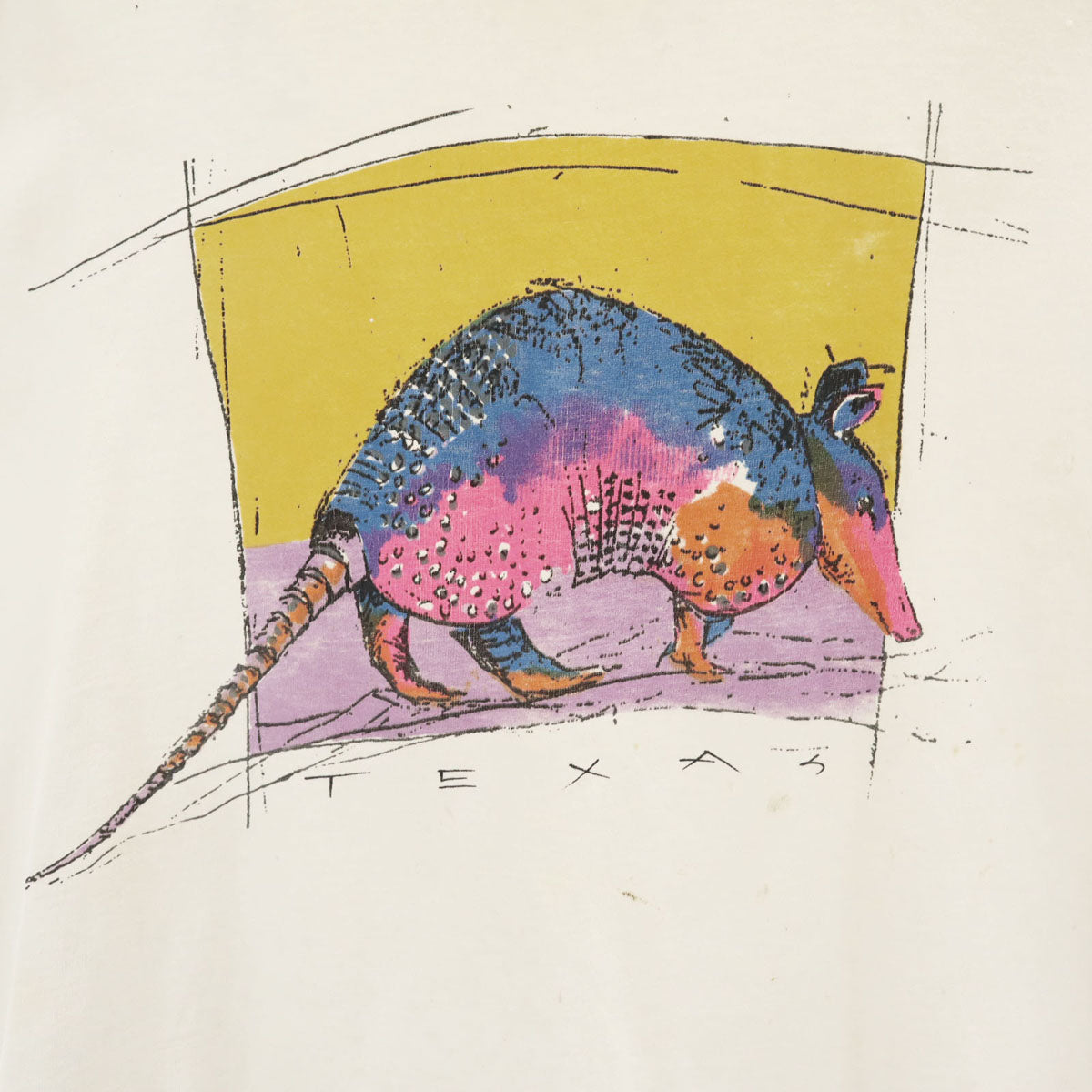 anvil アンヴィル 90s USA製 オールド アルマジロ プリント 半袖 Tシャツ XL オフホワイト シングルステッチ メンズ