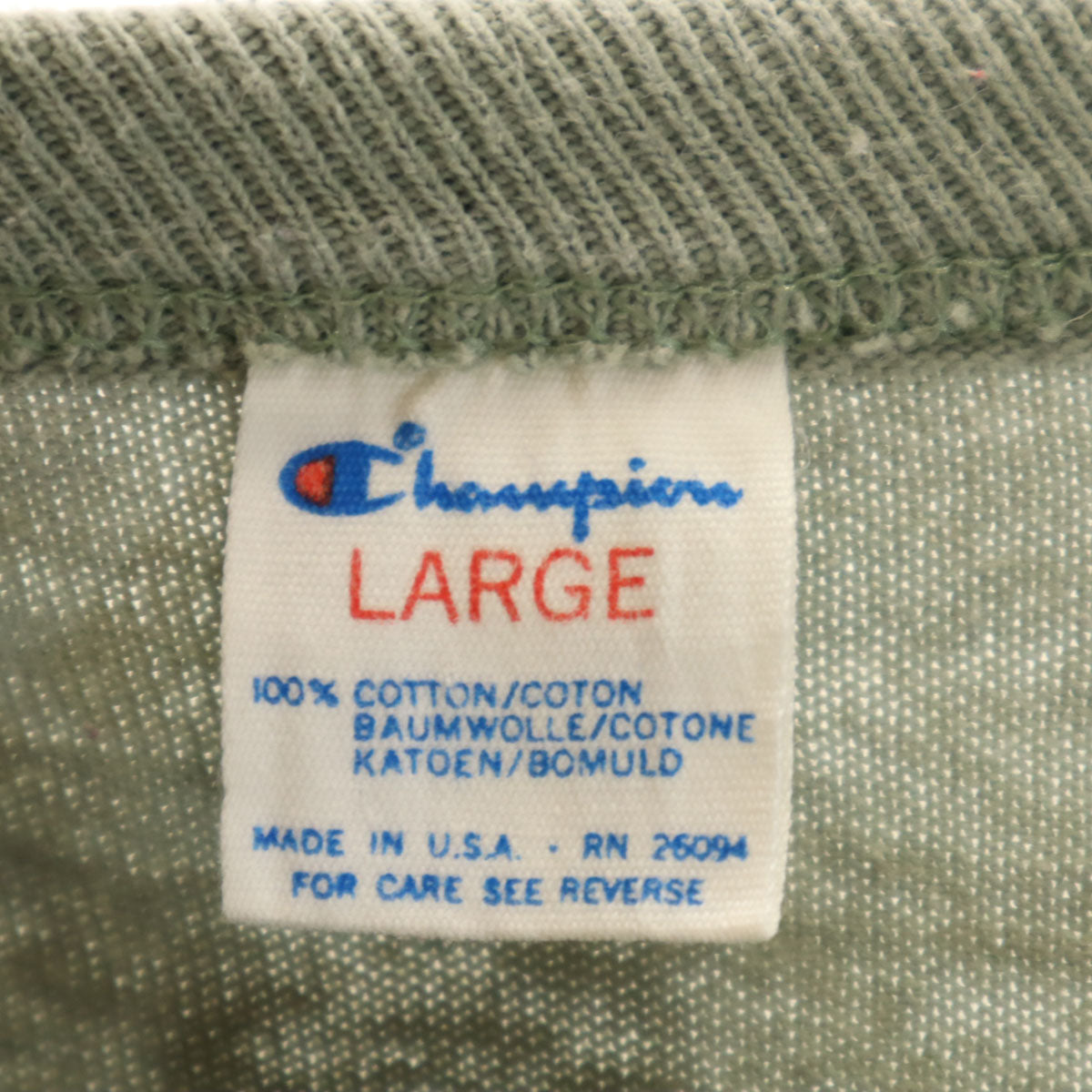 Champion チャンピオン 80s USA製 ヴィンテージ トリコタグ 半袖 Tシャツ L モスグリーン系 シングルステッチ メンズ