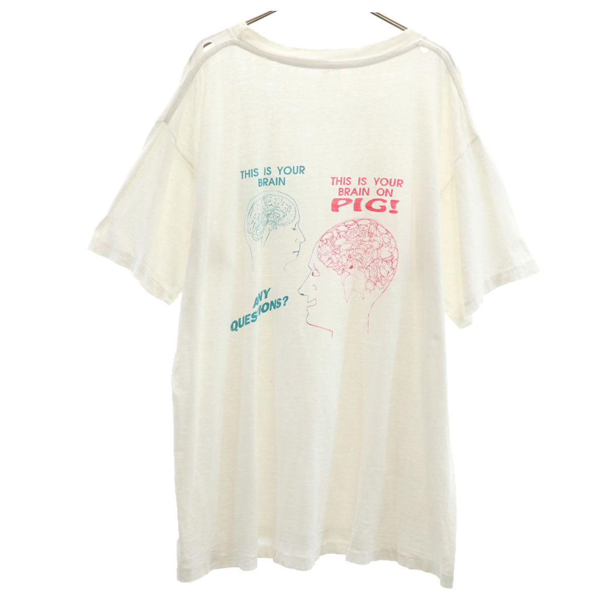 90s オールド バックプリント 半袖 Tシャツ ホワイト シングルステッチ 豚 企業モノ メンズ