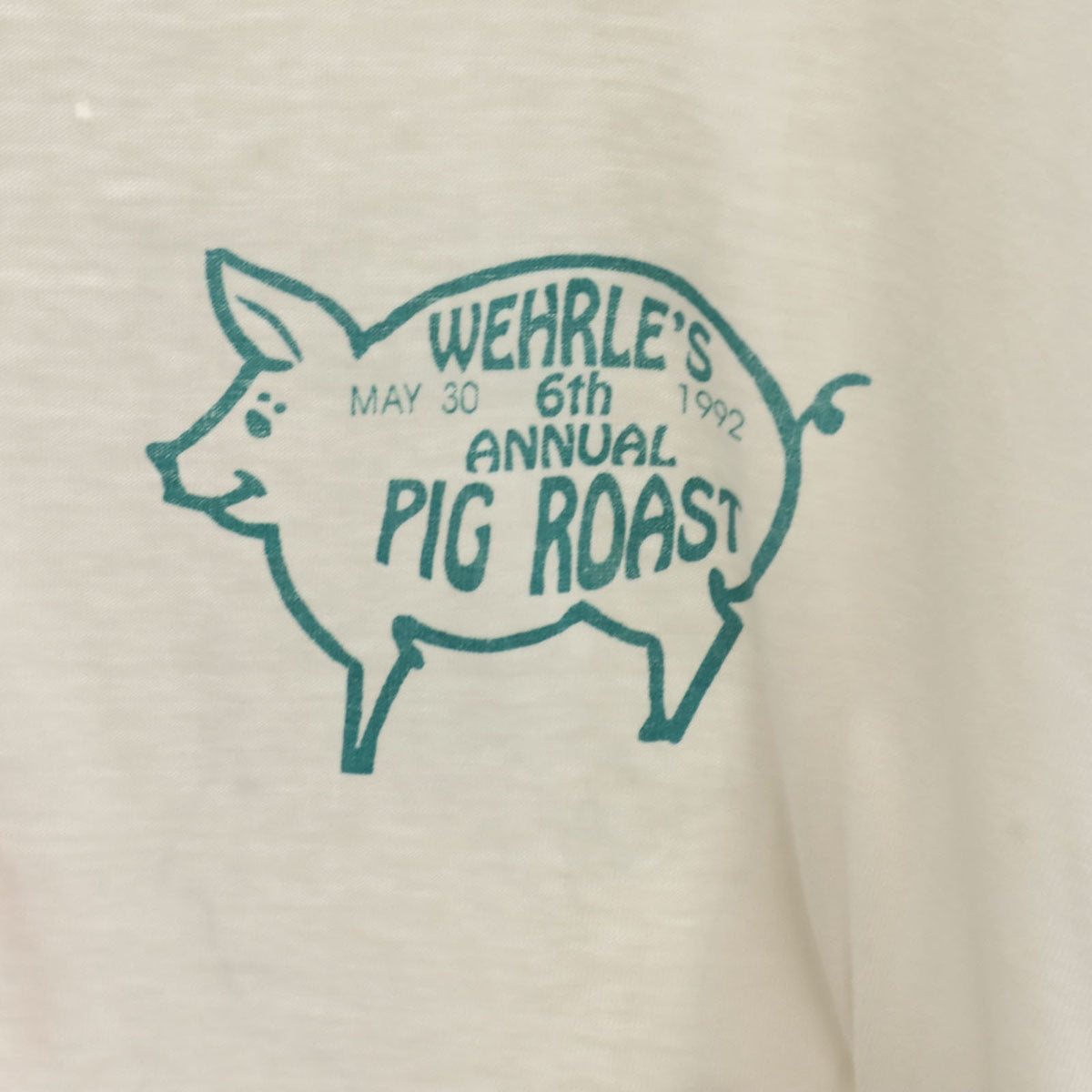 90s オールド バックプリント 半袖 Tシャツ ホワイト シングルステッチ 豚 企業モノ メンズ