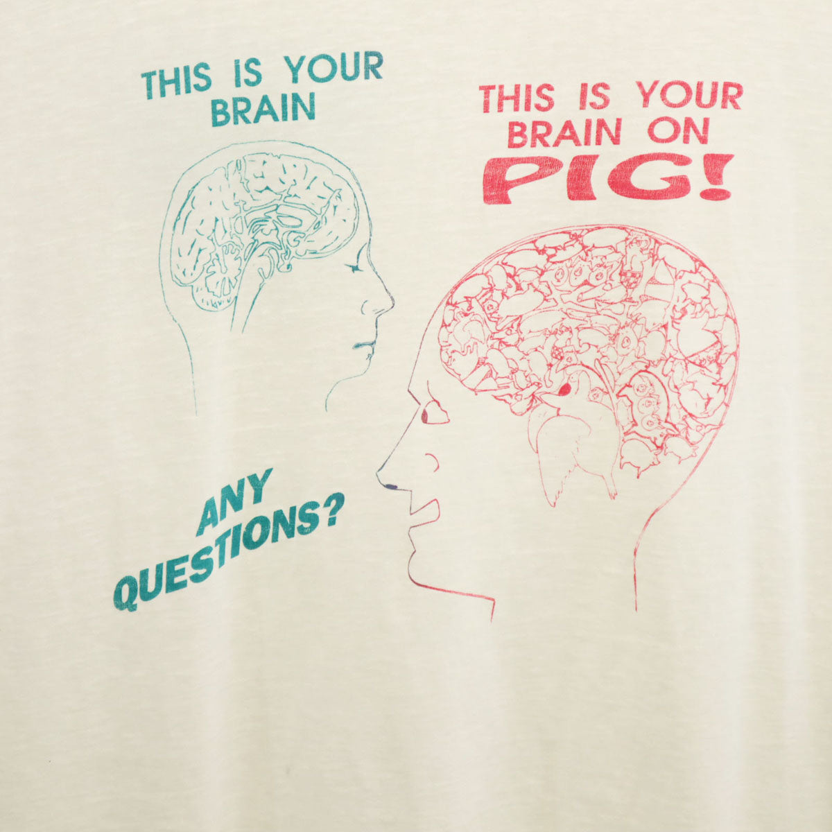 90s オールド バックプリント 半袖 Tシャツ ホワイト シングルステッチ 豚 企業モノ メンズ