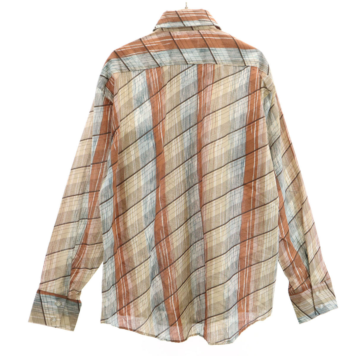 Country Gent 70s ヴィンテージ デッドストック 総柄 長袖 シャツ L ブラウン メンズ