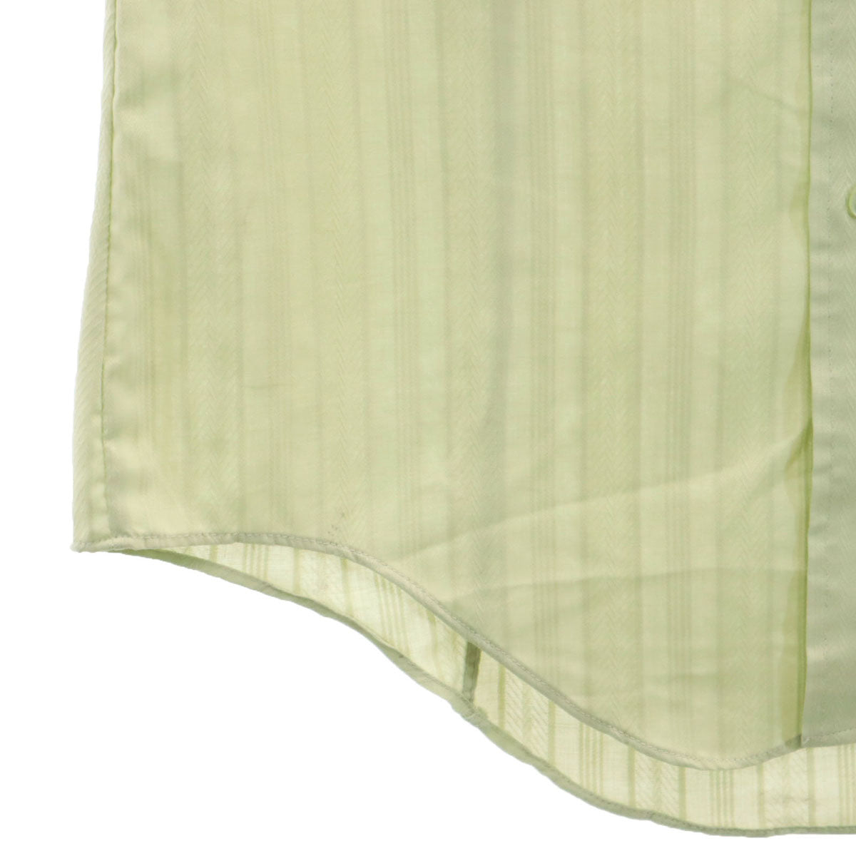 BVD 70s カナダ製 ヴィンテージ ストライプ柄 長袖 ダブルカフス シャツ 15 1/2 黄緑系 メンズ