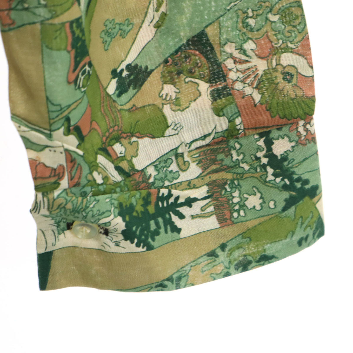 PERMA PRESSED 70s ヴィンテージ 総柄 長袖 シャツ XL グリーン系 メンズ