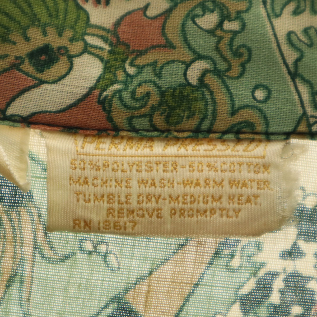 PERMA PRESSED 70s ヴィンテージ 総柄 長袖 シャツ XL グリーン系 メンズ